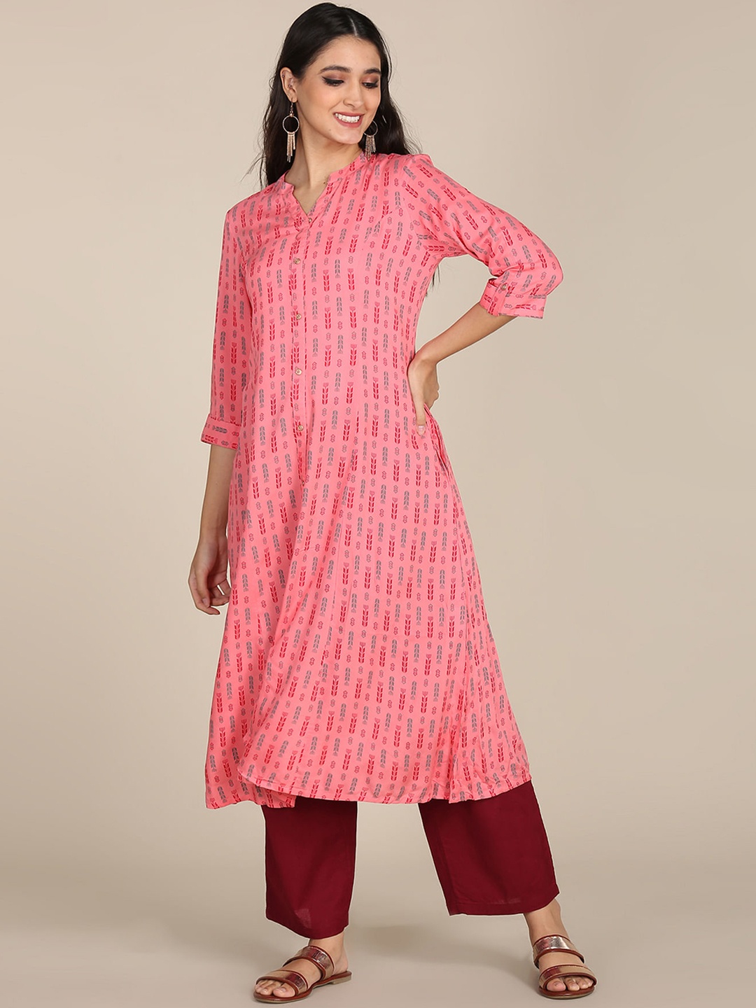 

Karigari Women Pink Printed Kurta