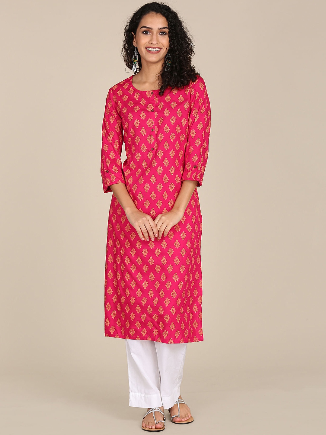 

Karigari Women Pink Printed Kurta