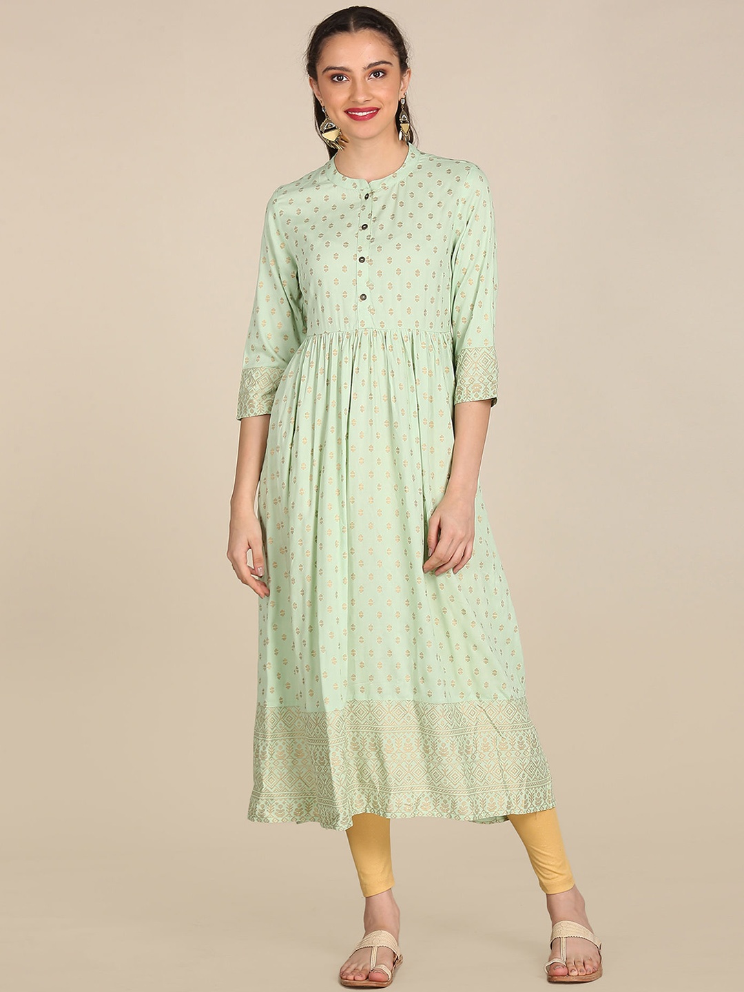 

Karigari Women Green Ethnic Motifs Anarkali Kurta
