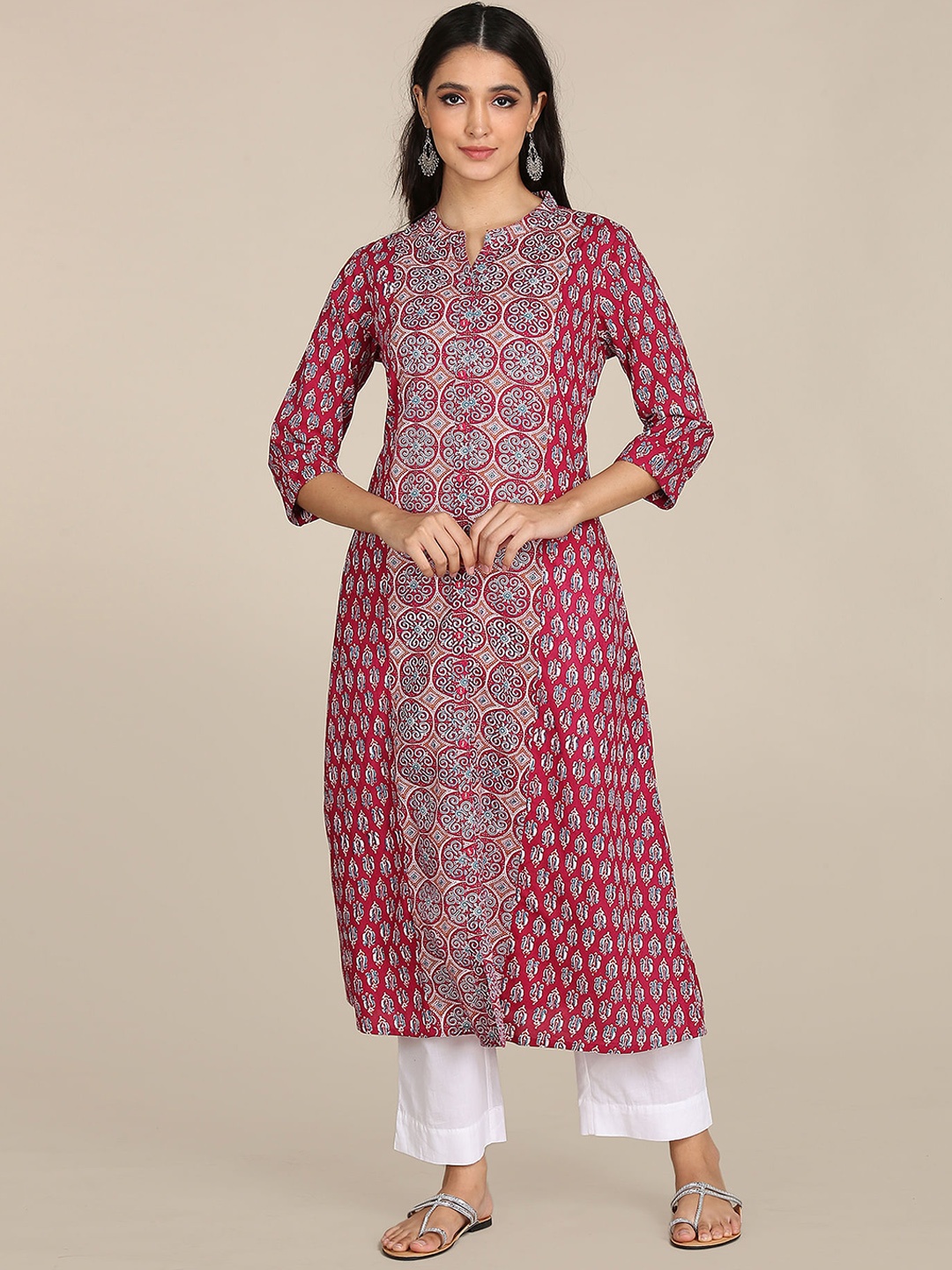 

Karigari Women Pink Printed Kurta