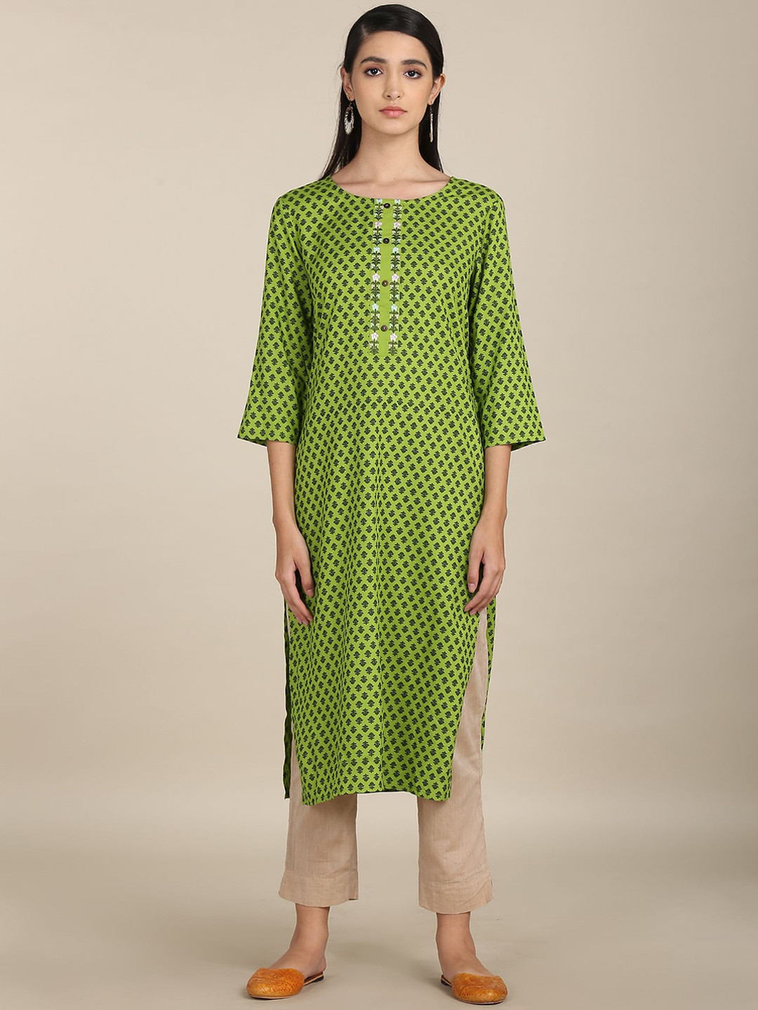

Karigari Green Ethnic Motifs Printed Kurta