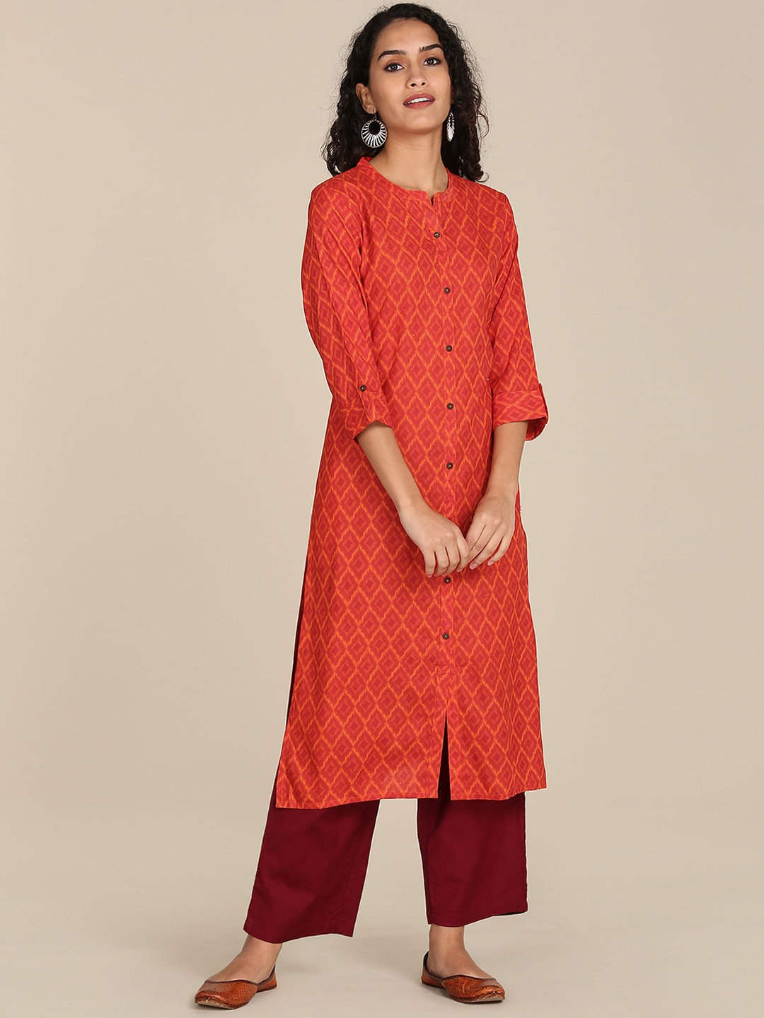

Karigari Women Orange Ethnic Motifs Kurta