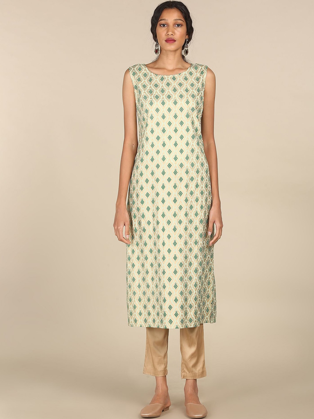 

Karigari Women Green Ethnic Motifs Printed Straight Kurta
