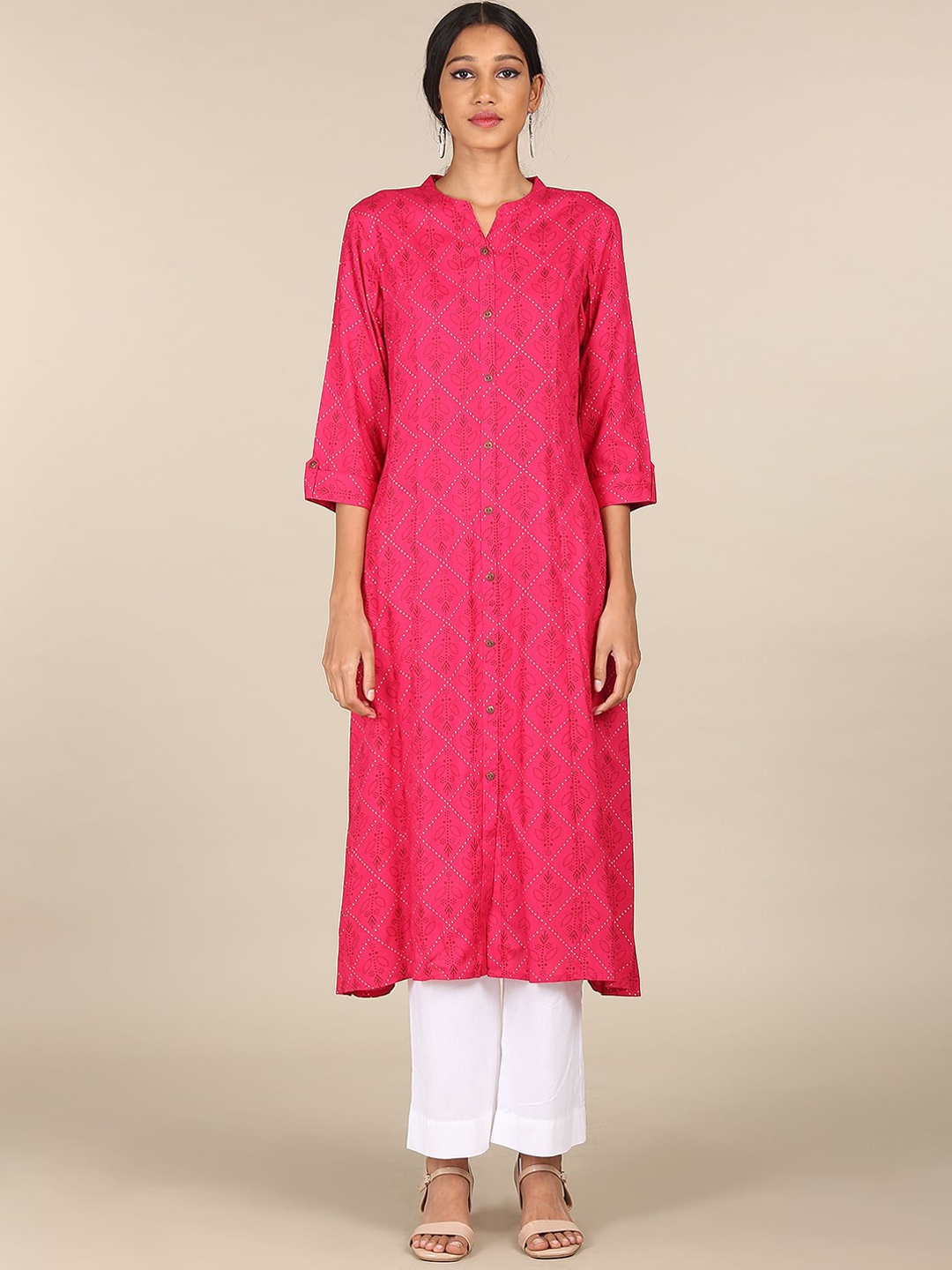 

Karigari Women Pink Ethnic Motifs Printed Kurta