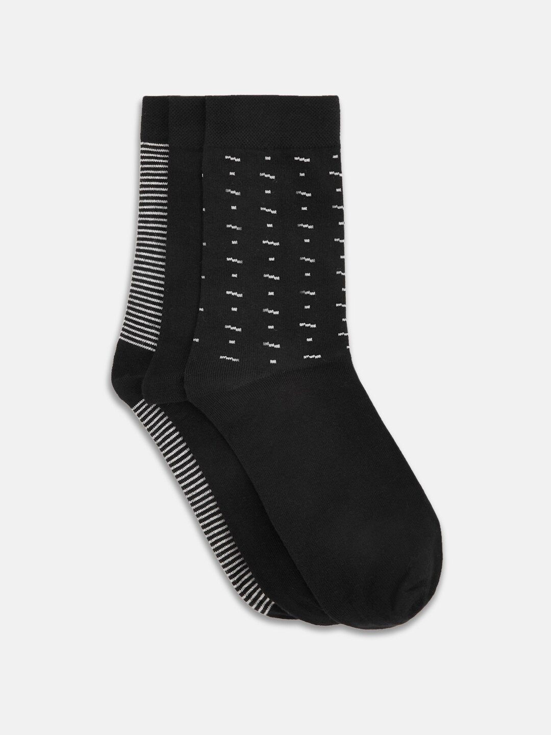 

RICHARD PARKER by Pantaloons Men Pack Of 3 Black & White Patterned Calf Length Socks