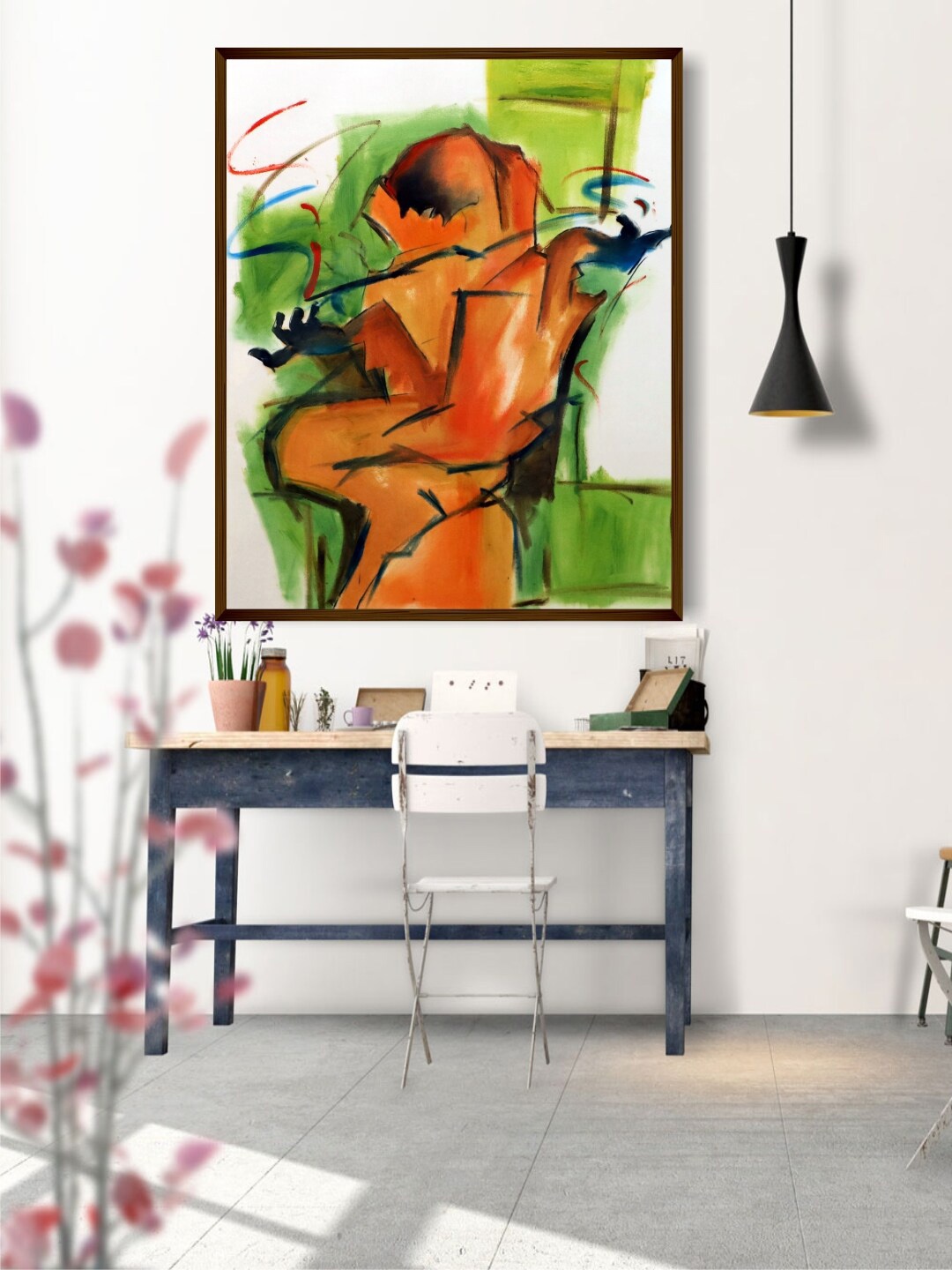 

The Art House Orange & Green Abstract Painting Wall Art Painting
