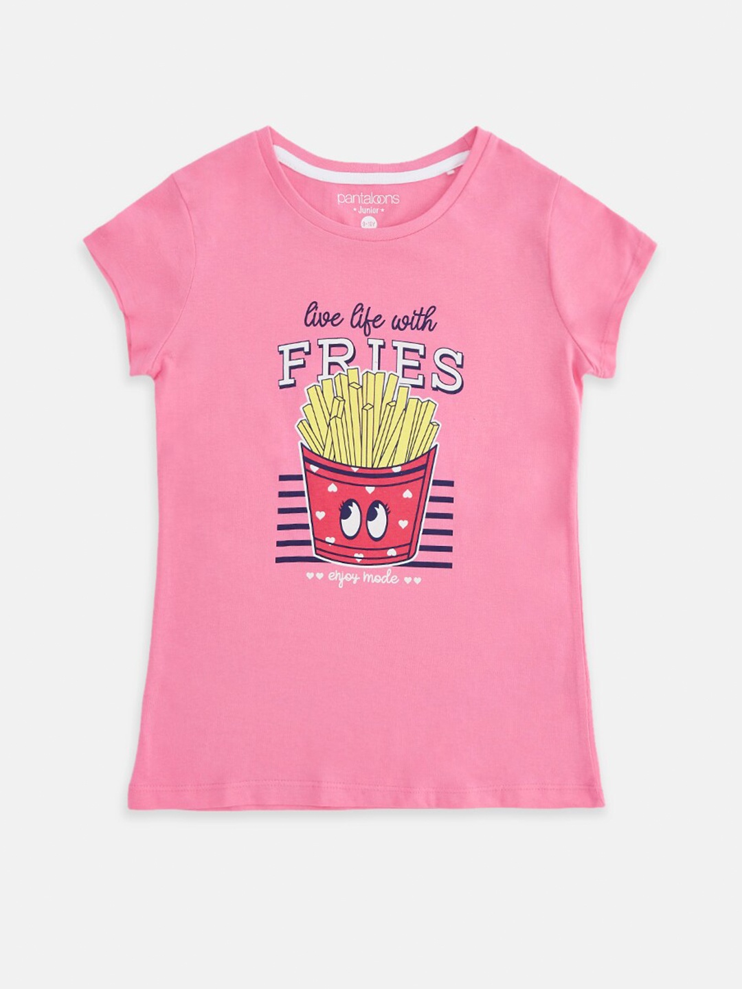 

Pantaloons Junior Girls Pink Printed Pure Cotton T-shirt