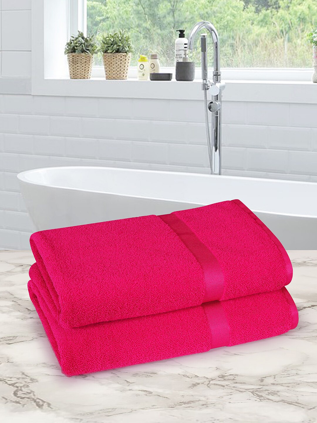 

ROMEE Fuchsia Set Of 2 350 GSM Solid Microfibre Bath Towels
