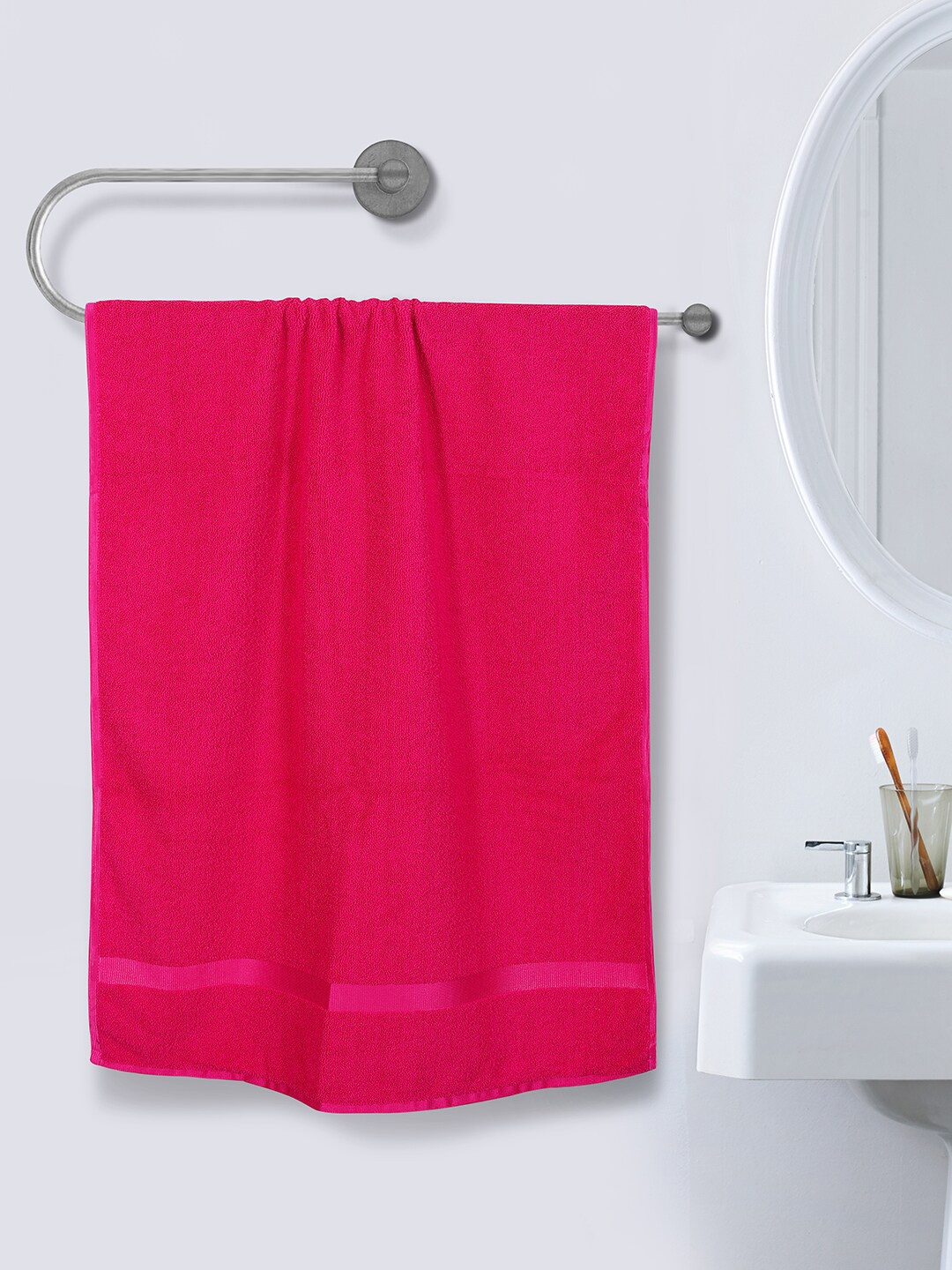 

ROMEE Pink Solid 350 GSM Microfiber Bath Towel