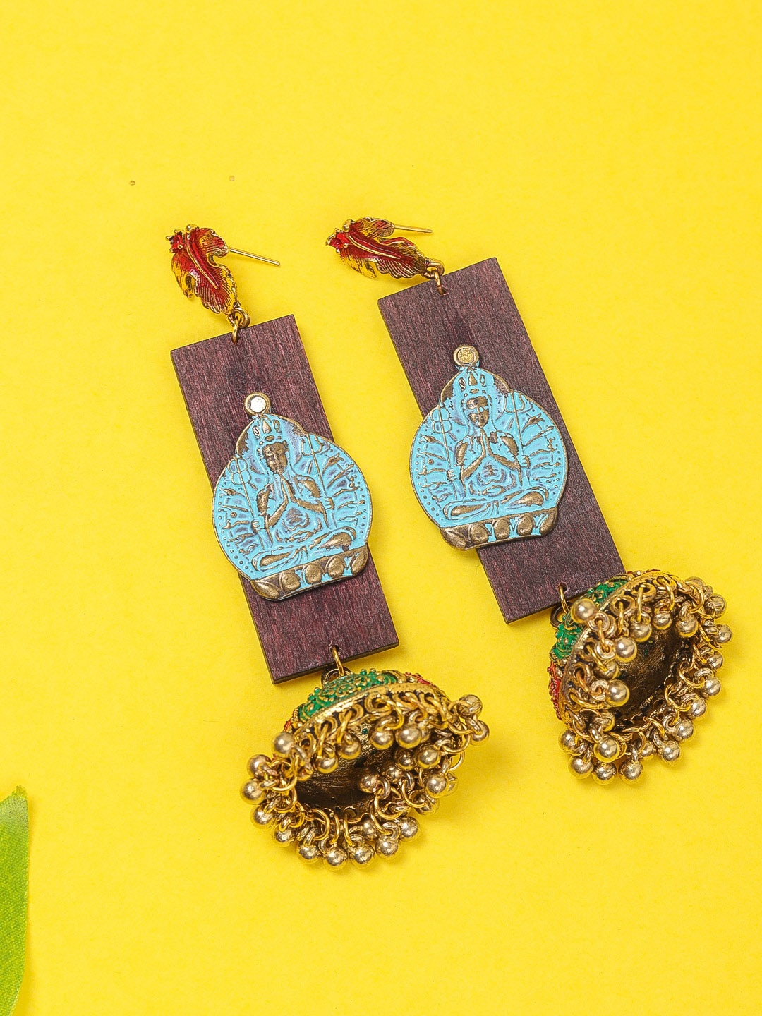 

DIVA WALK Gold-Toned Contemporary Jhumkas Earrings