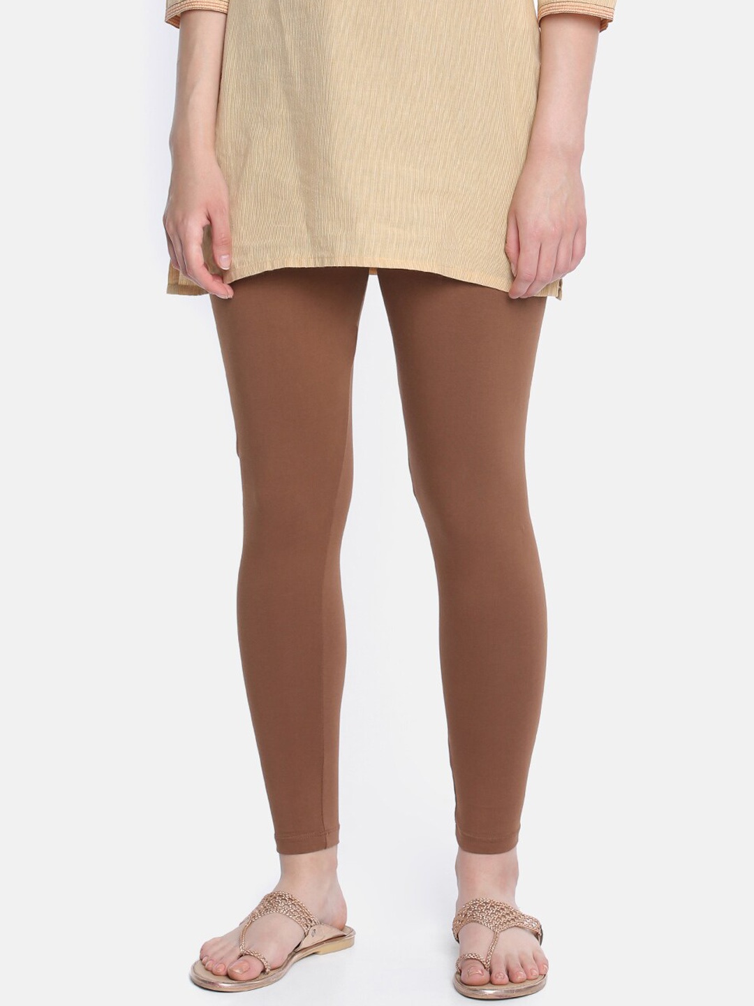Dollar Missy Women Coffee Brown Slim Fit Ankle Length Cotton Leggings
