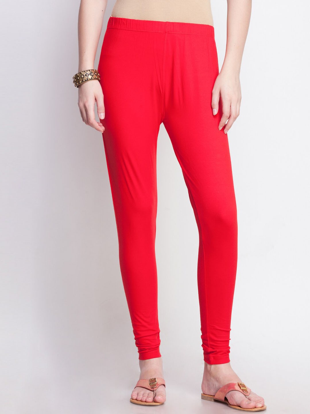 

Dollar Missy Women Red Cotton Slim Fit Ankle Length Leggings