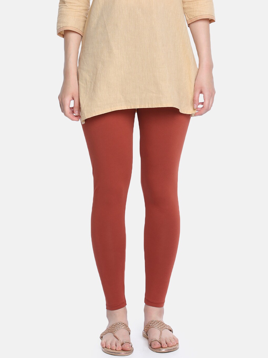 

Dollar Missy Women Rustic Orange Solid Ankle-Length Leggings, Rust