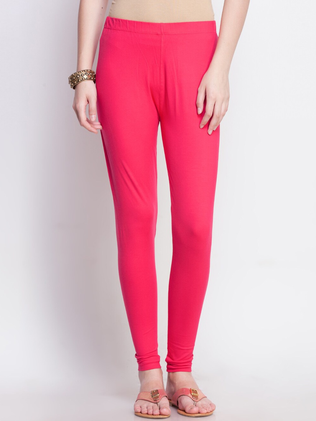 

Dollar Missy Women Pink Solid Cotton Slim-Fit Ankle-Length Leggings