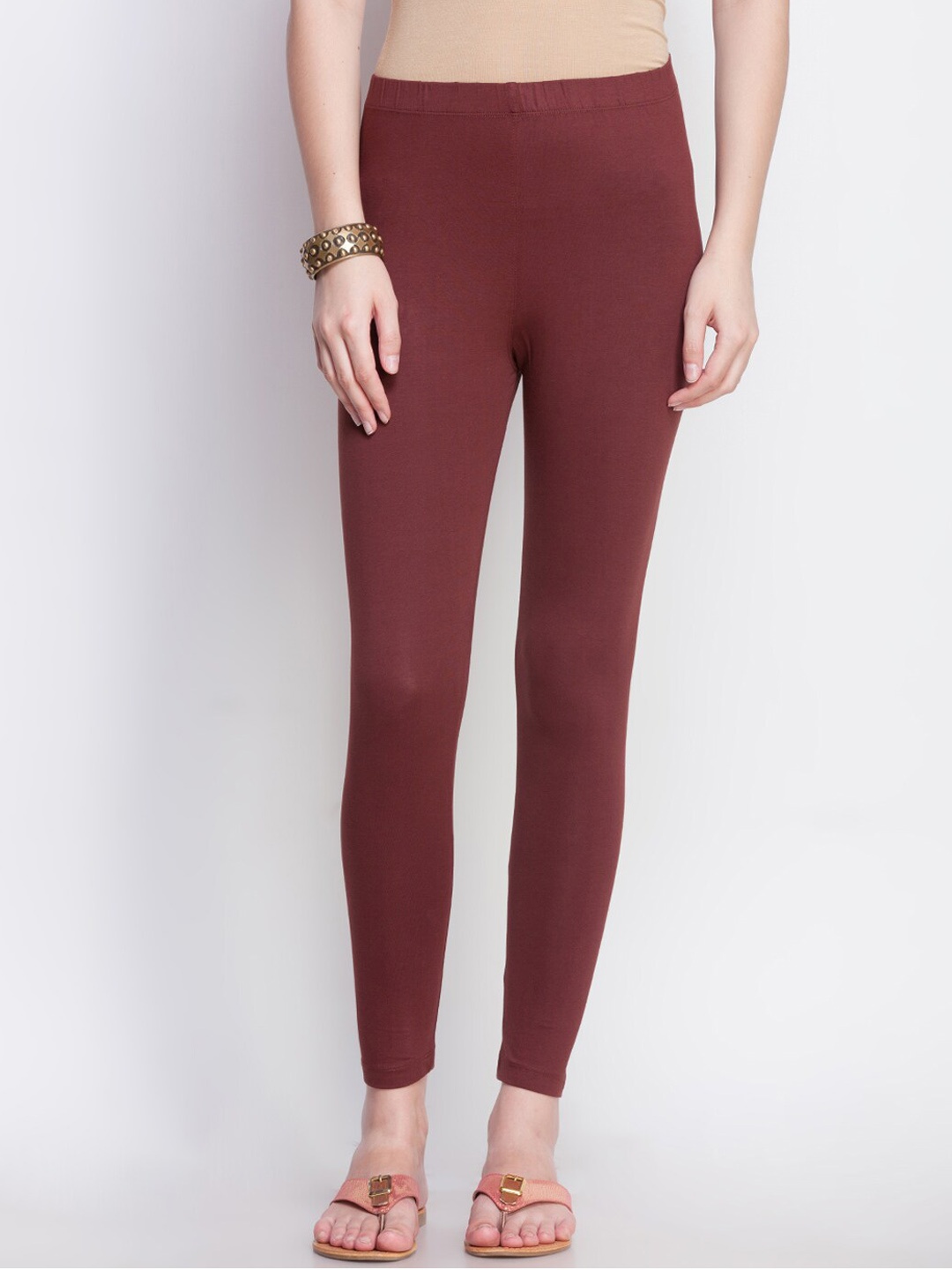 

Dollar Missy Women Brown Solid Slim-Fit Cotton Ankle-Length Leggings