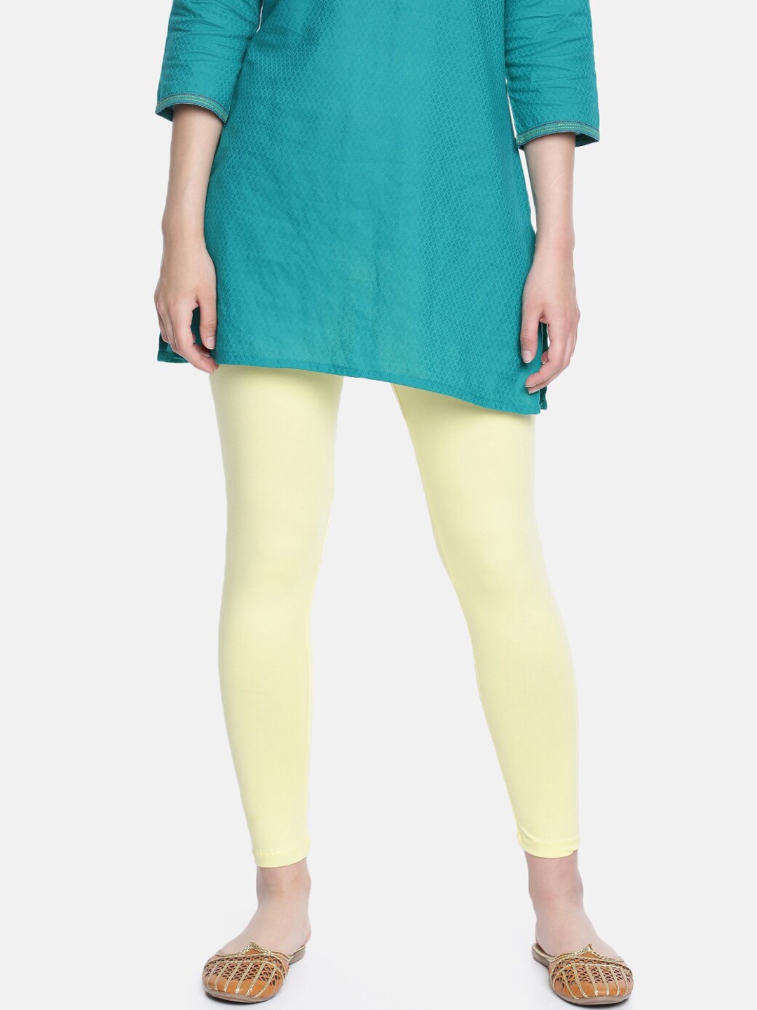 

Dollar Missy Lime Green Slim Fit Ankle Length Leggings