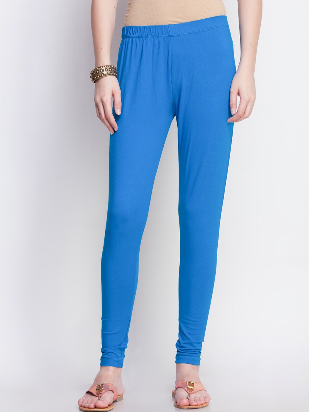 Dollar Missy Women Blue Solid Slim Fit Ankle Length Cotton Leggings