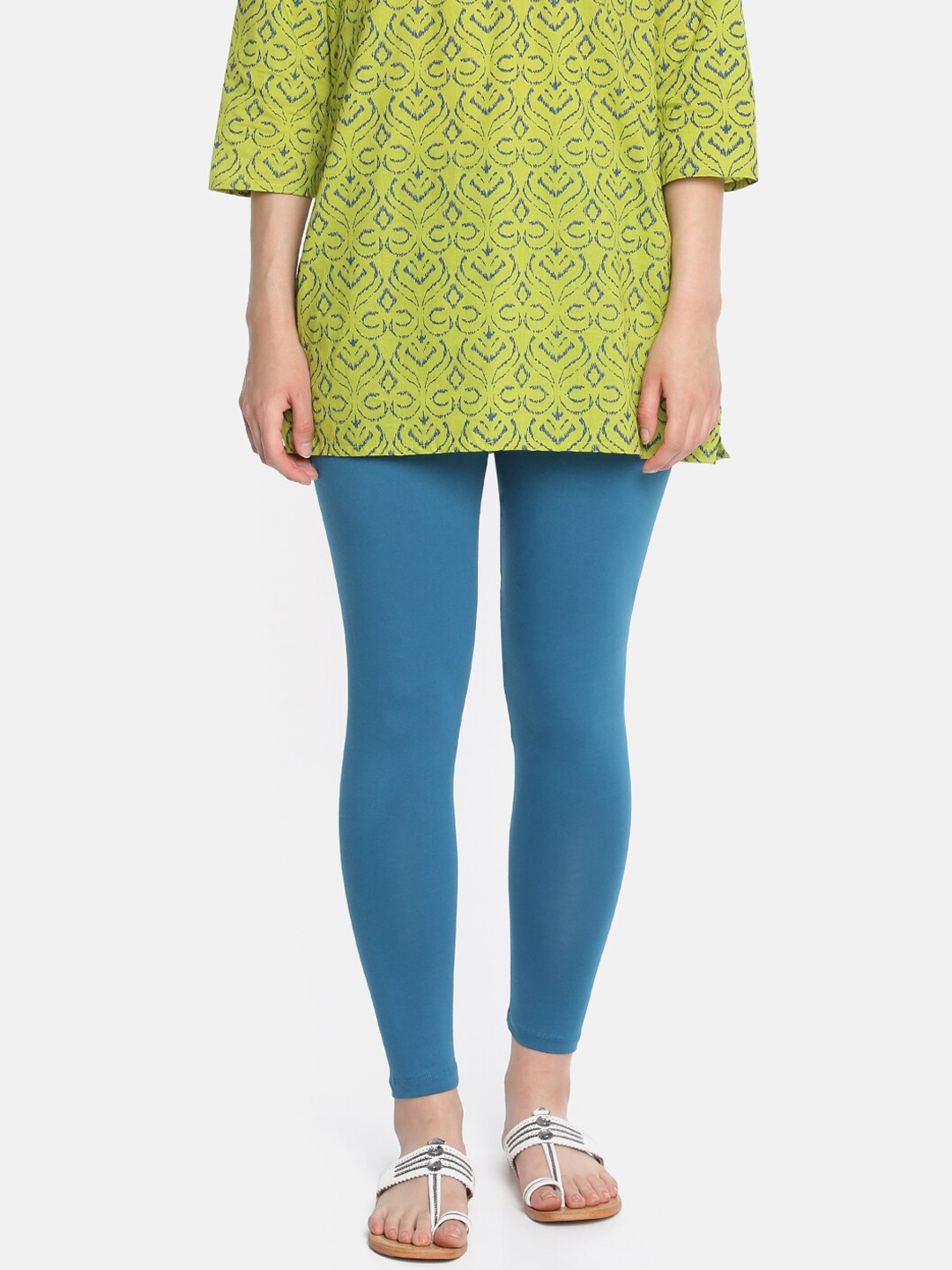

Dollar Missy Women Blue Cotton Slim-Fit Ankle-Length Leggings