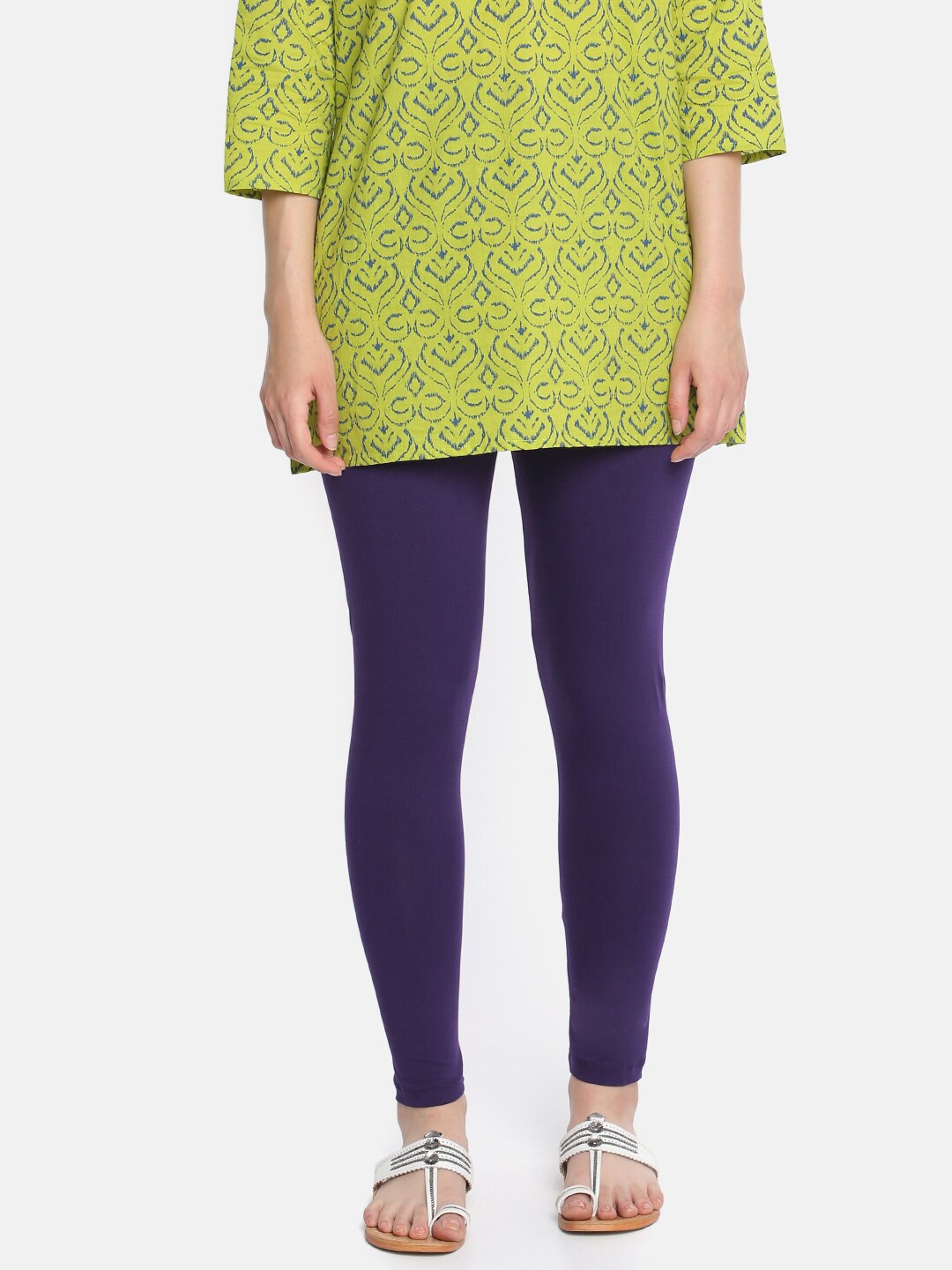 

Dollar Missy Woman Purple Cotton Slim Fit Ankle Length Leggings