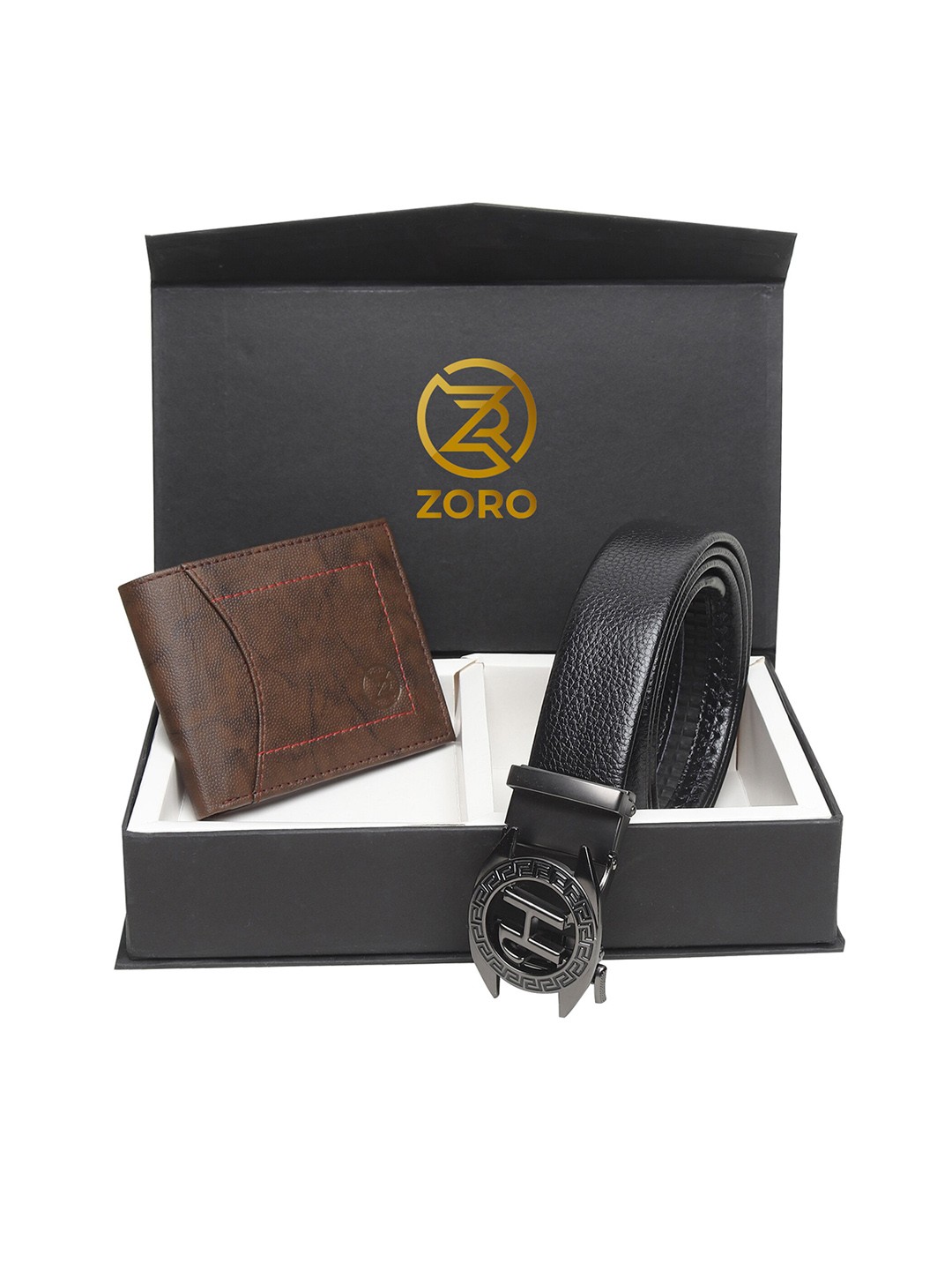 

ZORO Men Black & Brown Solid Wallet & Belt Accessory Gift Set