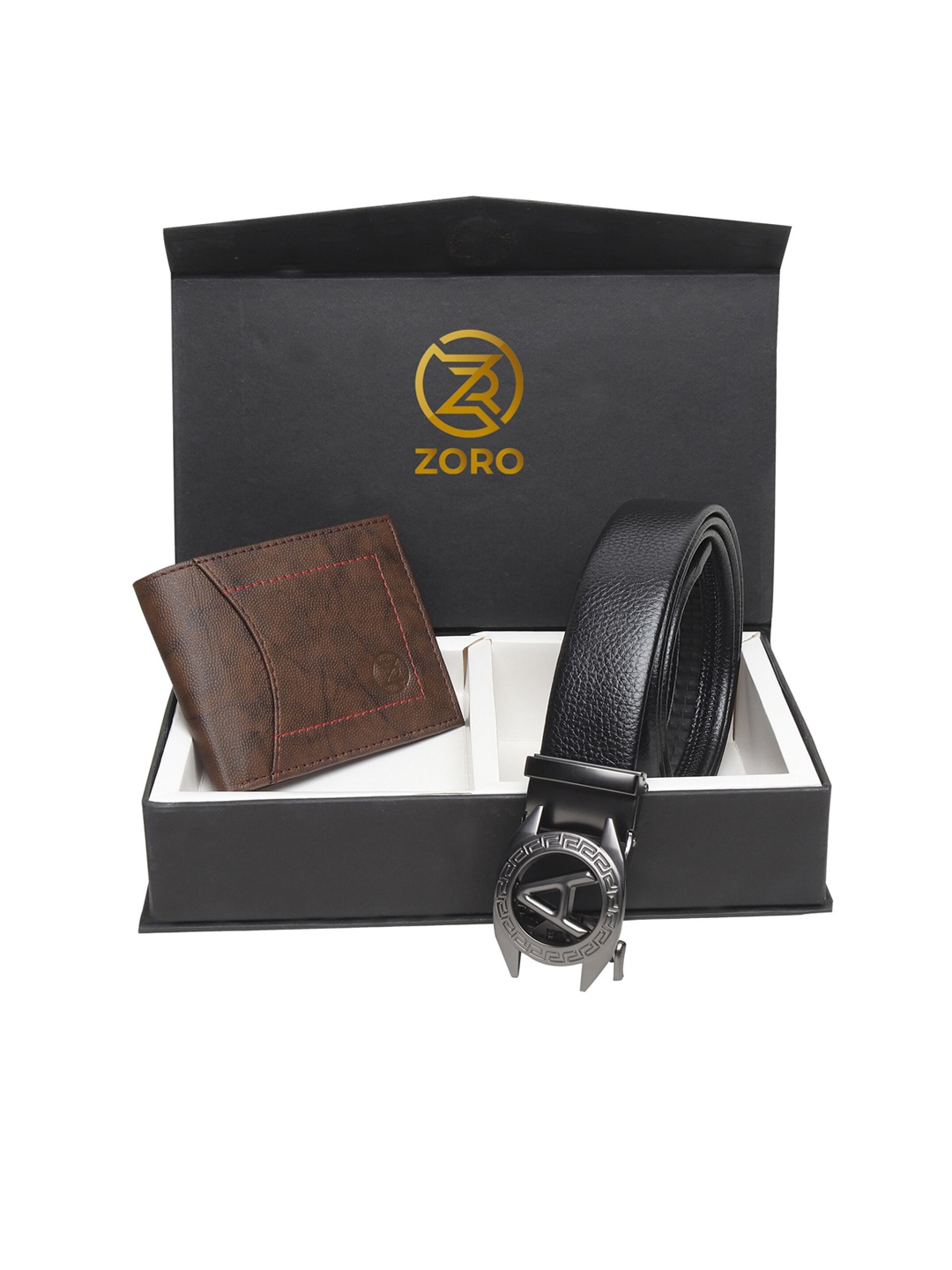 

ZORO Men Black & Brown Belt Wallet Combo Set