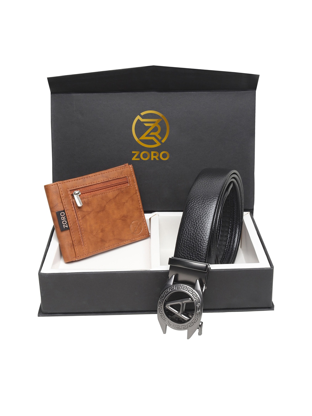 

ZORO Men Black & Brown Solid Wallet & Belt Accessory Gift Set