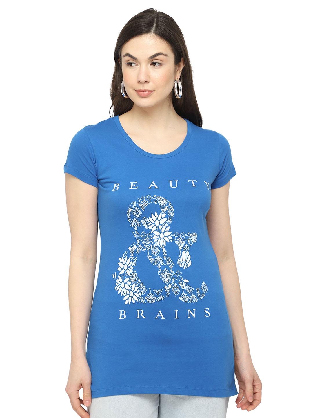 

DYCA Women Blue Floral Printed T-shirt