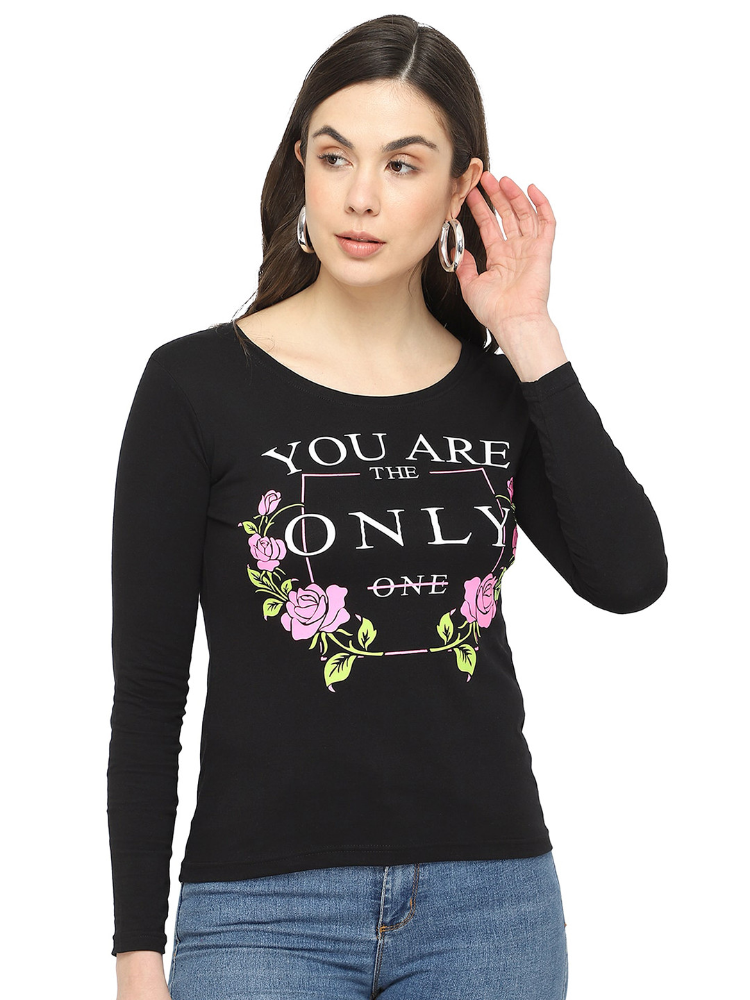 

DYCA Women Black Printed T-shirt