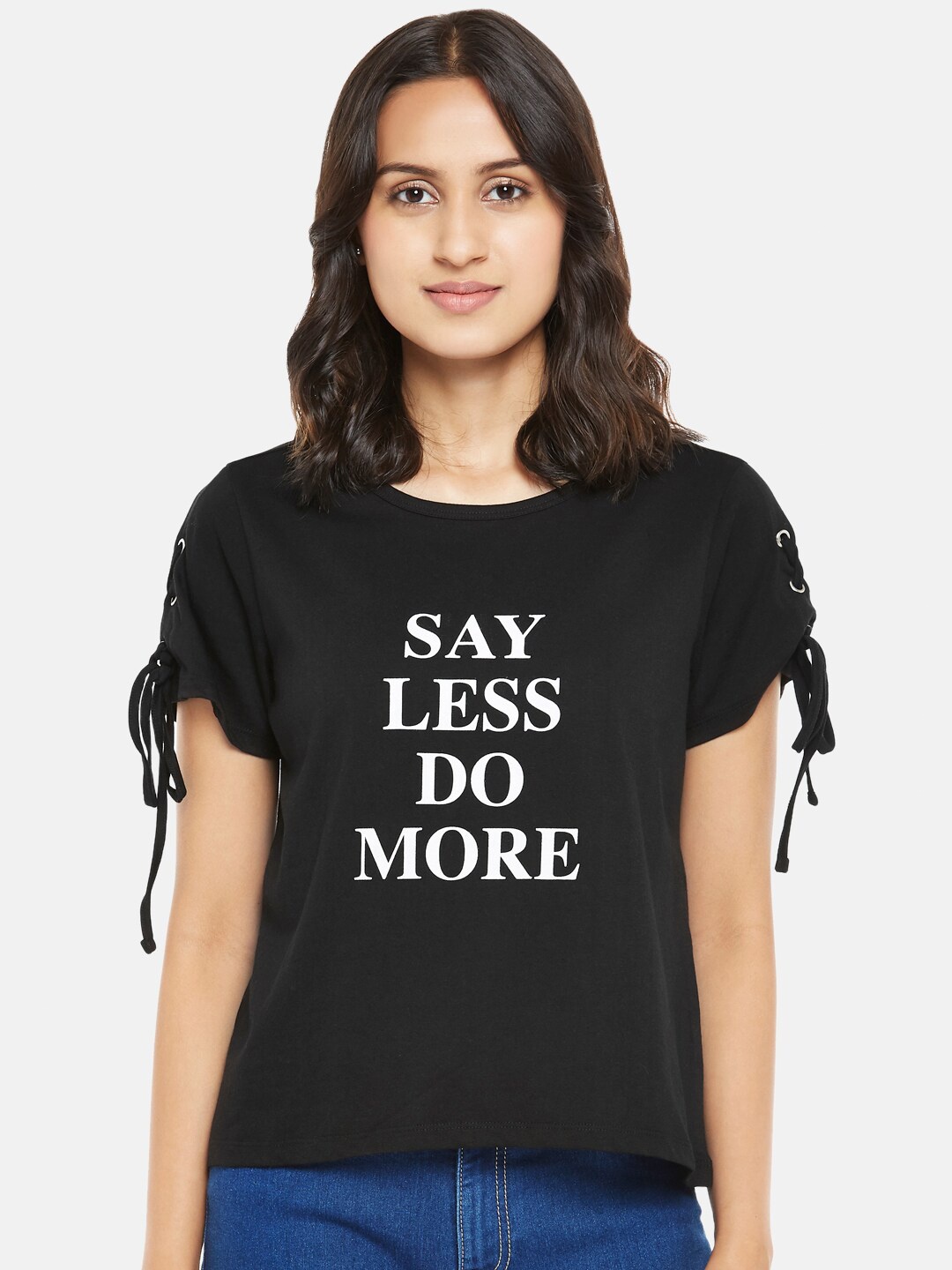 

People Black Typography Printed Pure Cotton Top