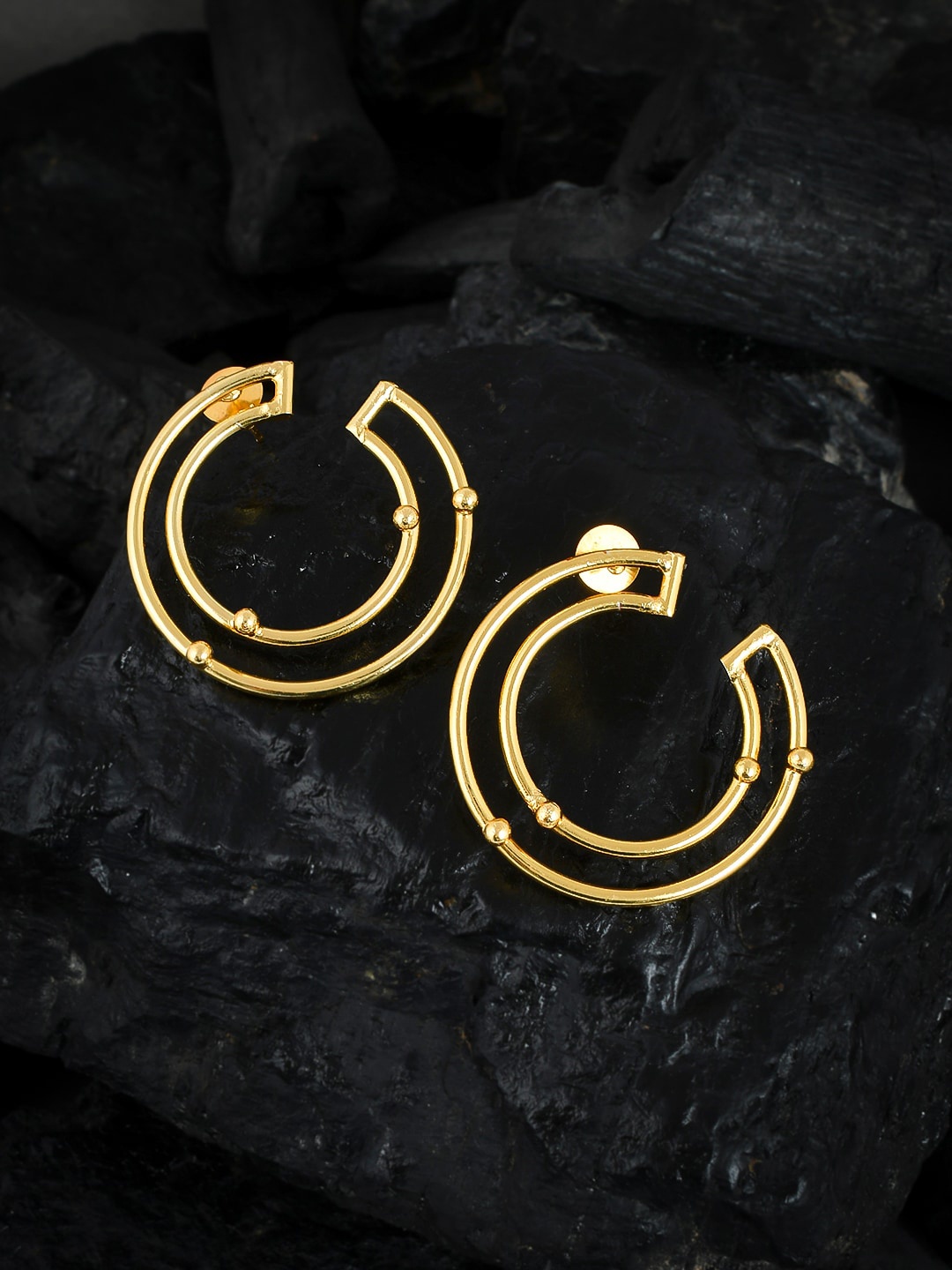 

Silvermerc Designs Gold-Toned Contemporary Half Hoop Earrings