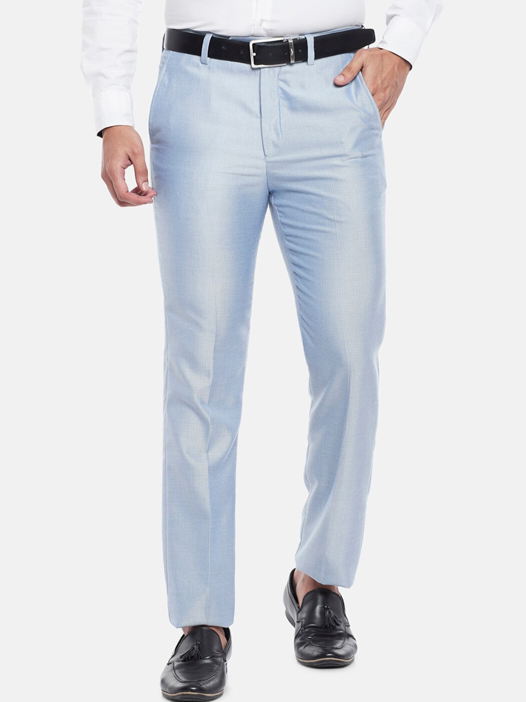 

BYFORD by Pantaloons Men Blue Slim Fit Low-Rise Trousers