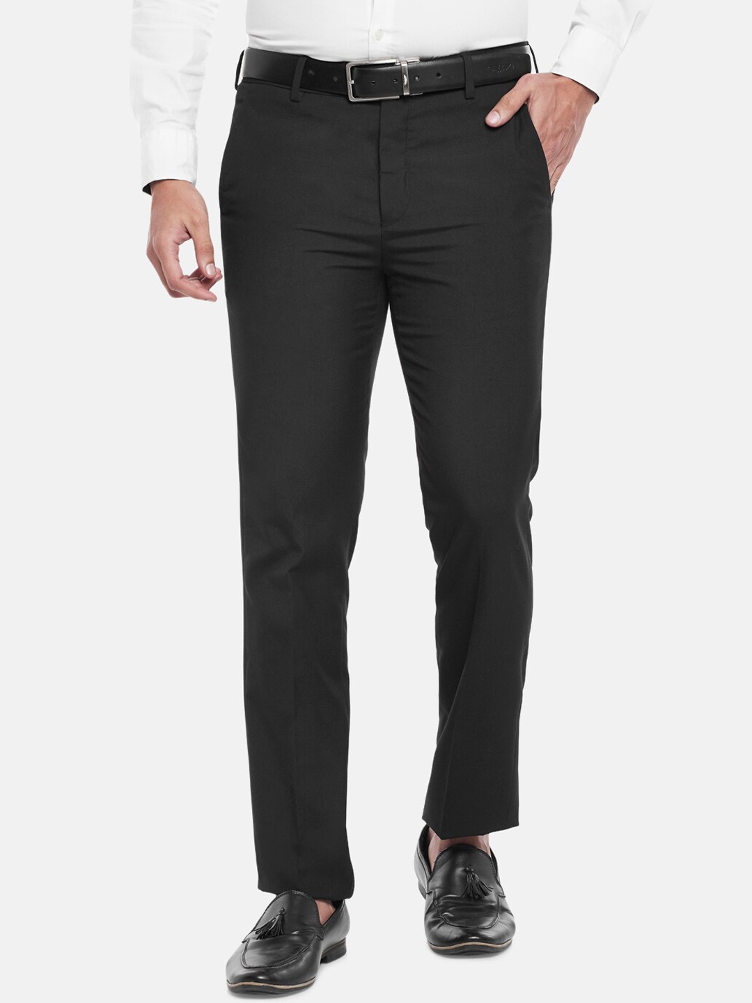 

BYFORD by Pantaloons Men Black Slim Fit Formal Trousers