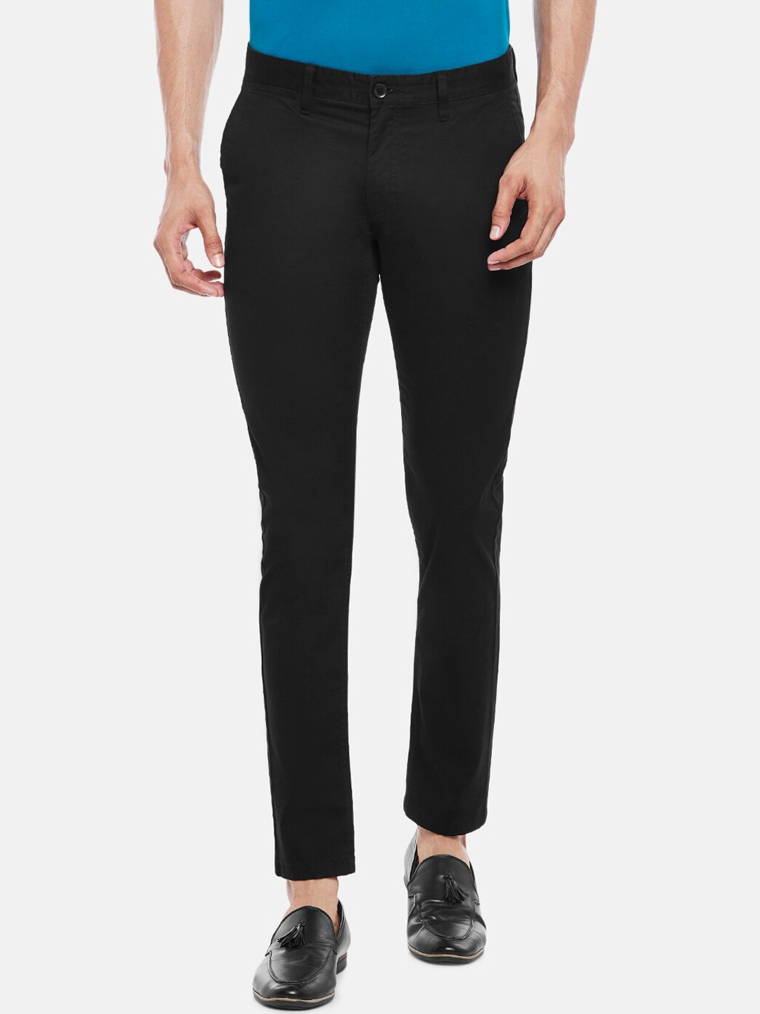 

BYFORD by Pantaloons Men Black Slim Fit Low-Rise Trousers