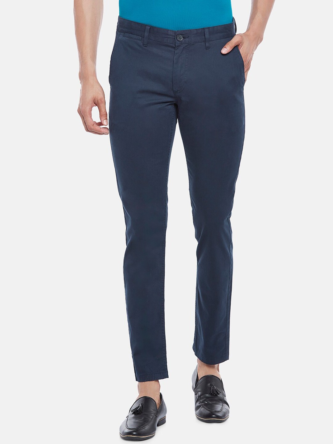 

BYFORD by Pantaloons Men Blue Slim Fit Trousers