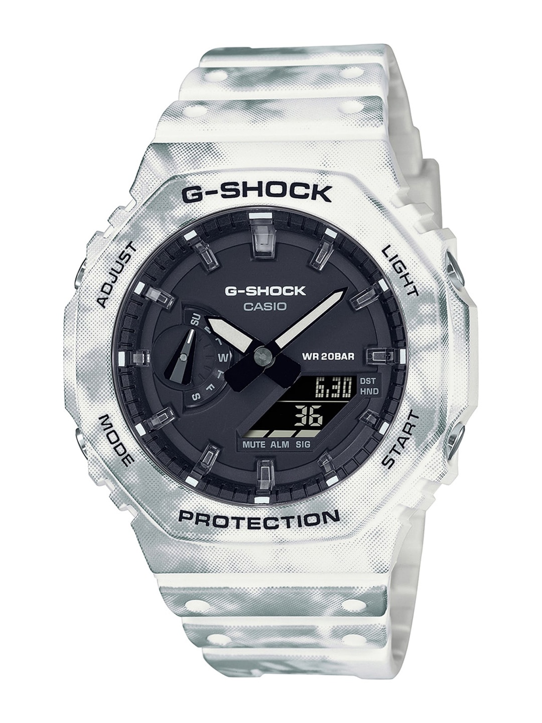

CASIO Men Black Dial & White Straps Analogue & Digital Watch G1192