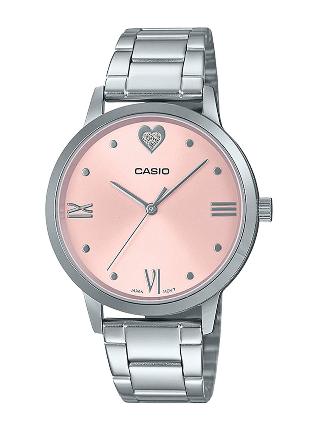 

CASIO Women Pink Dial & Silver Toned Stainless Steel Straps Analogue Watch A1991