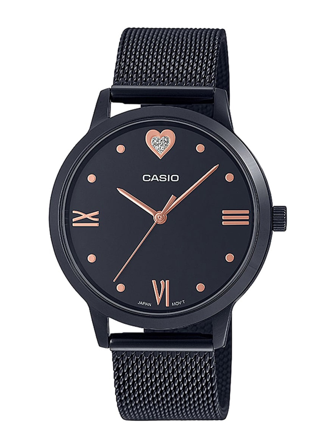 

CASIO Women Black Dial & Black Stainless Steel Bracelet Style Straps Analogue Watch A1994