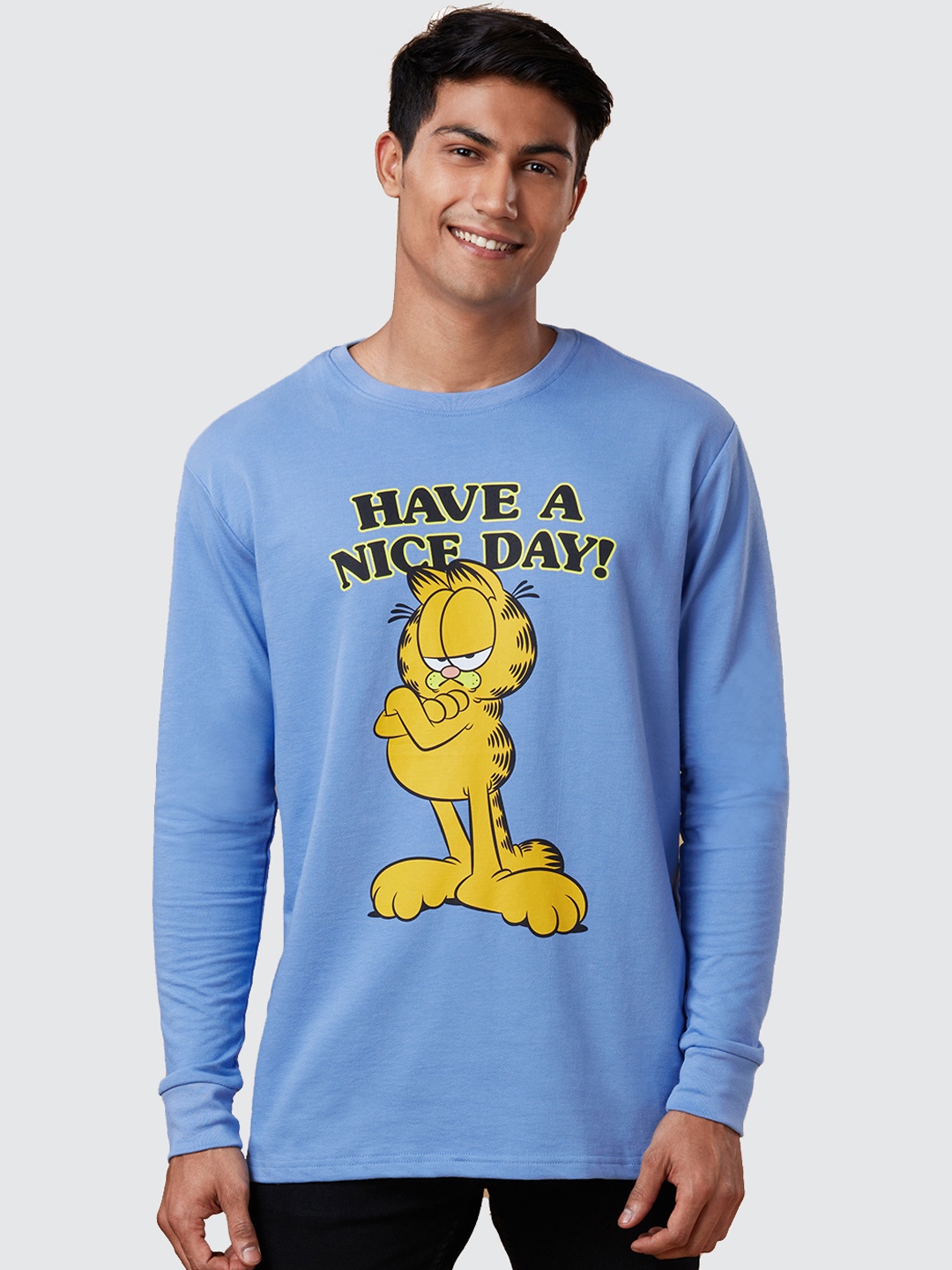 

The Souled Store Men Blue Garfield Have A Nice Day Printed T-shirt