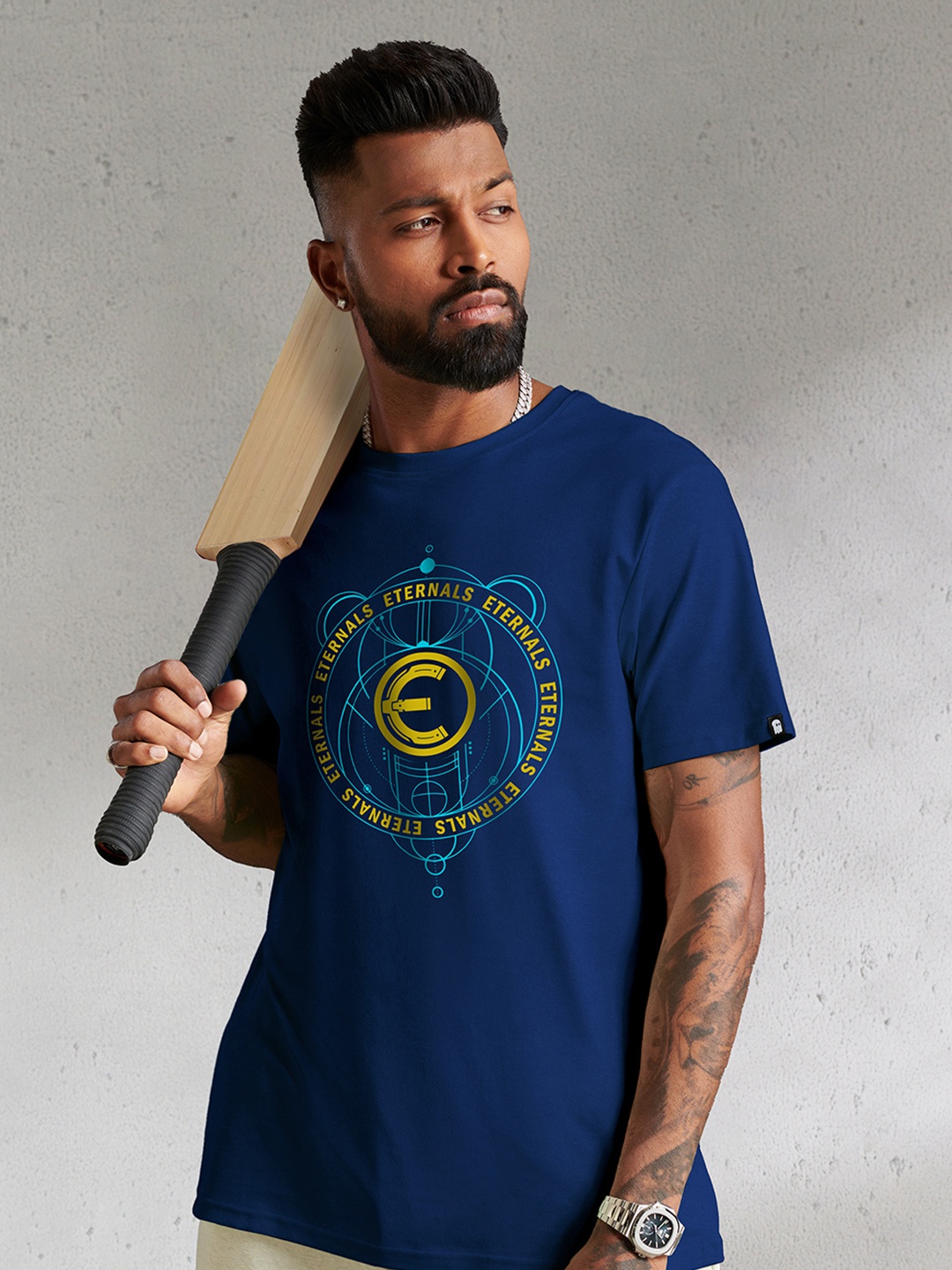 

The Souled Store Men Blue Printed Cotton T-shirt