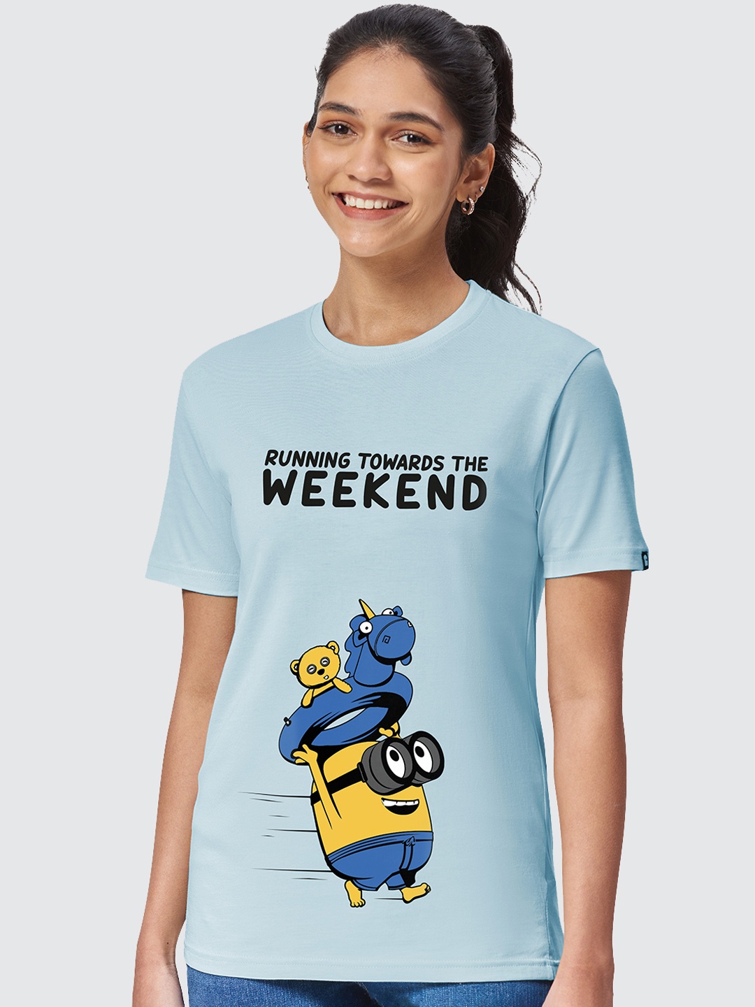

The Souled Store Men Blue Printed Raw Edge T-shirt