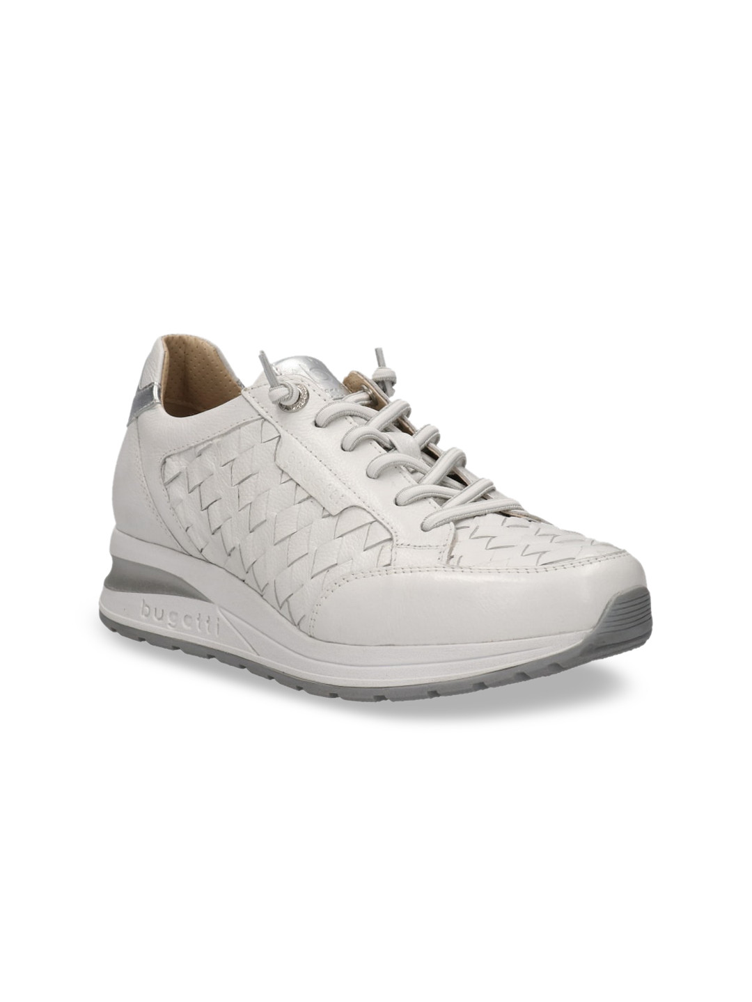

Bugatti Venice Women Off White Woven Design Leather Sneakers