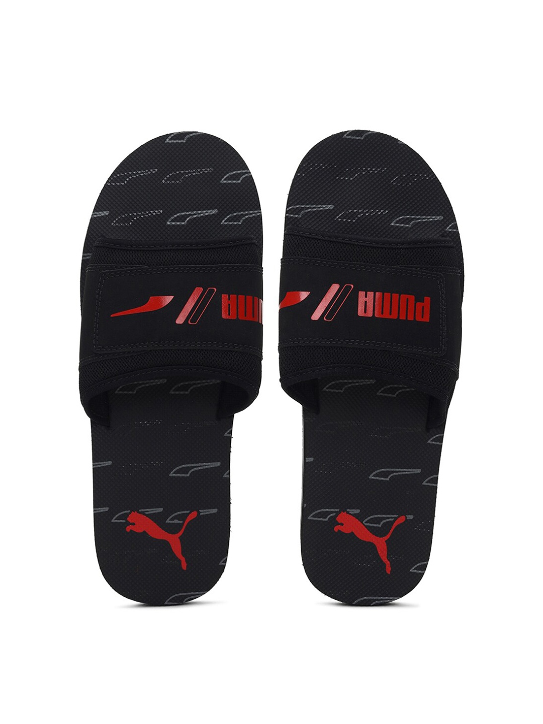

Puma Men Black & Red Printed Sliders