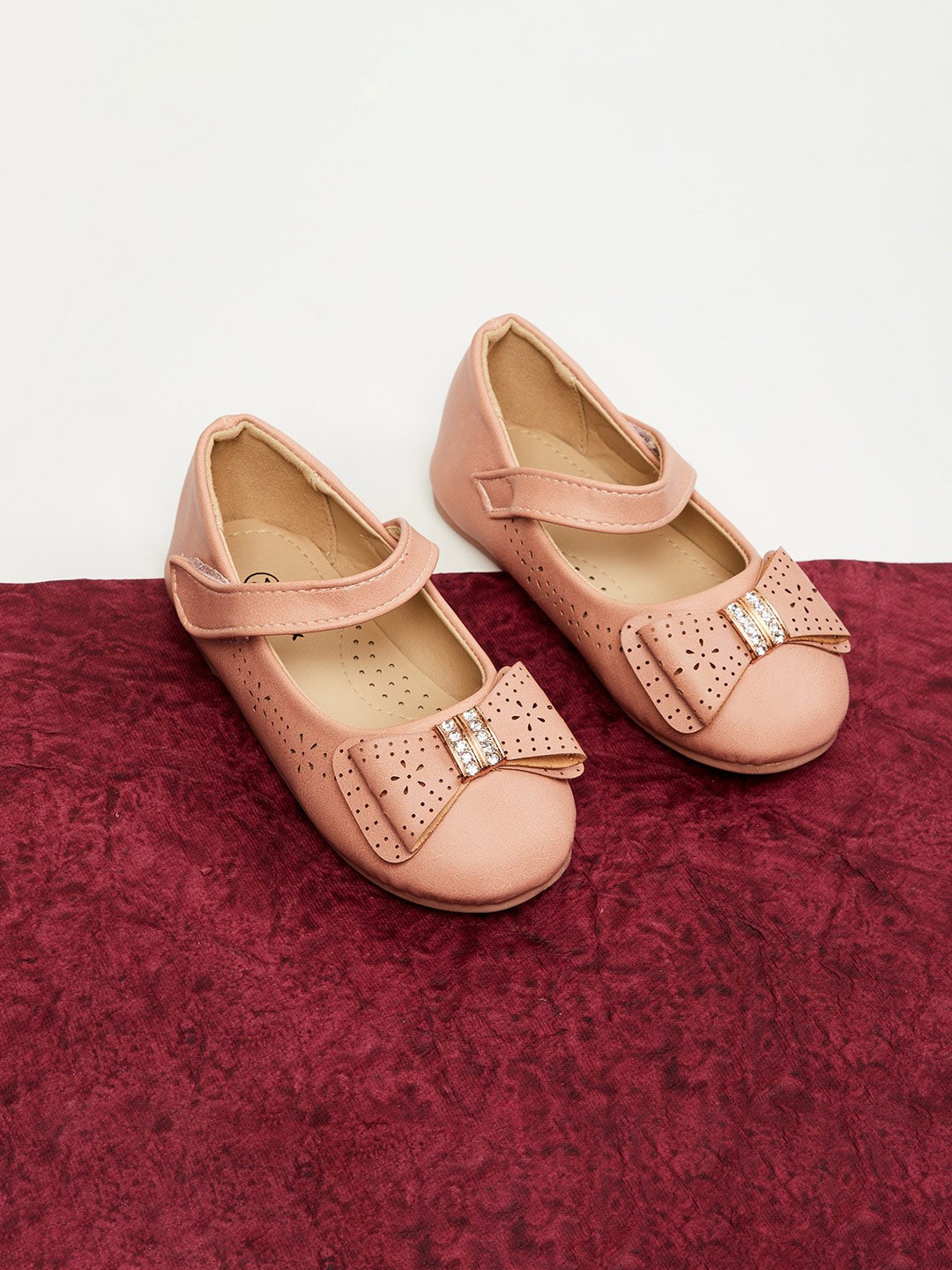 

max Girls Pink Embellished Ballerinas with Bows Flats