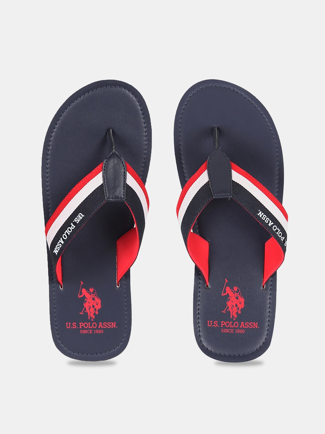 

U S Polo Assn Men Navy Blue & White Printed Thong Flip-Flops