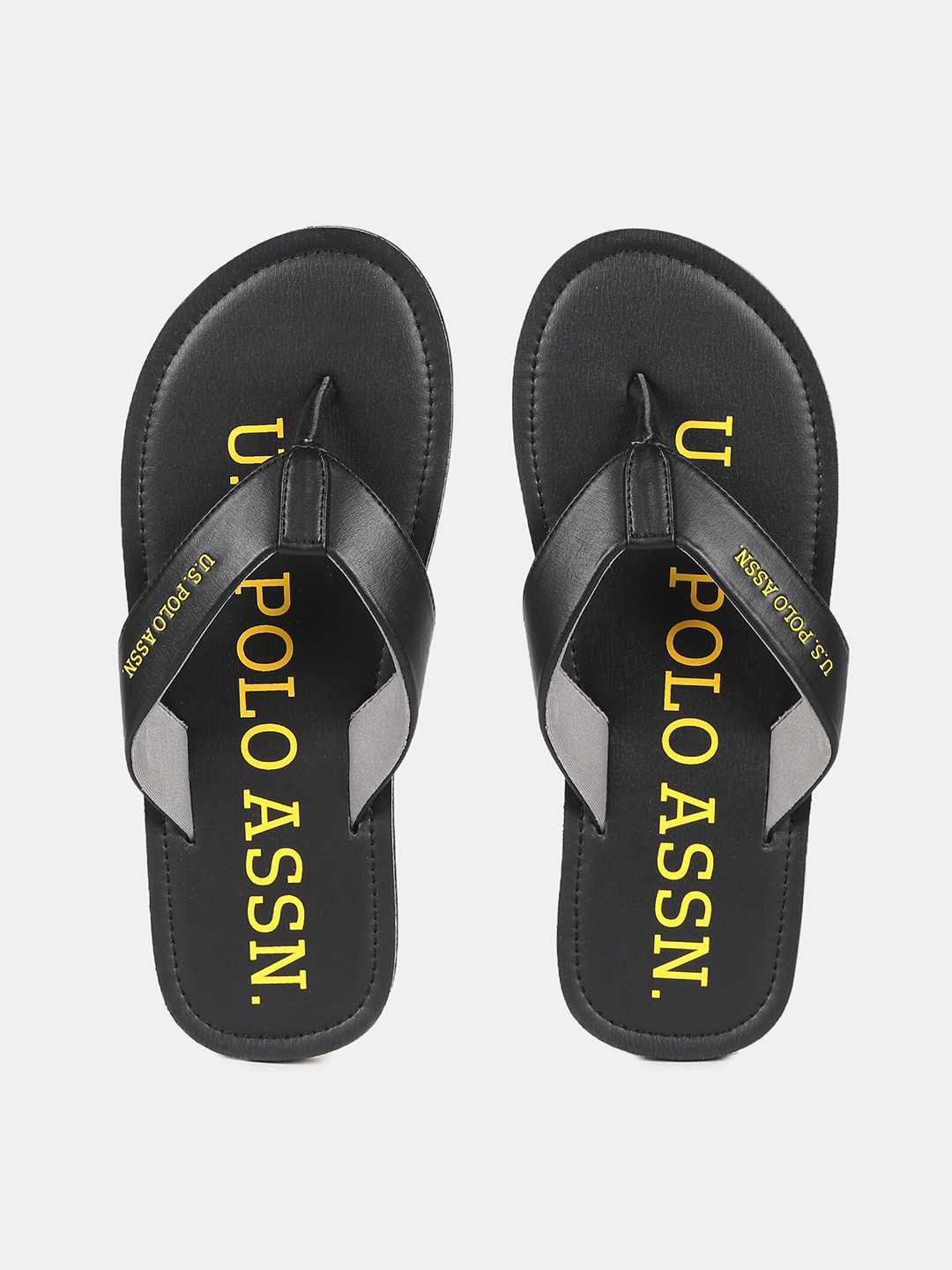 

U.S. Polo Assn. Men Black & Yellow Printed Thong Flip-Flops