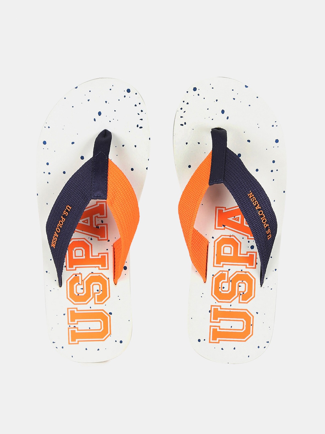 

U S Polo Assn Men Off White & Orange Printed Thong Flip-Flops