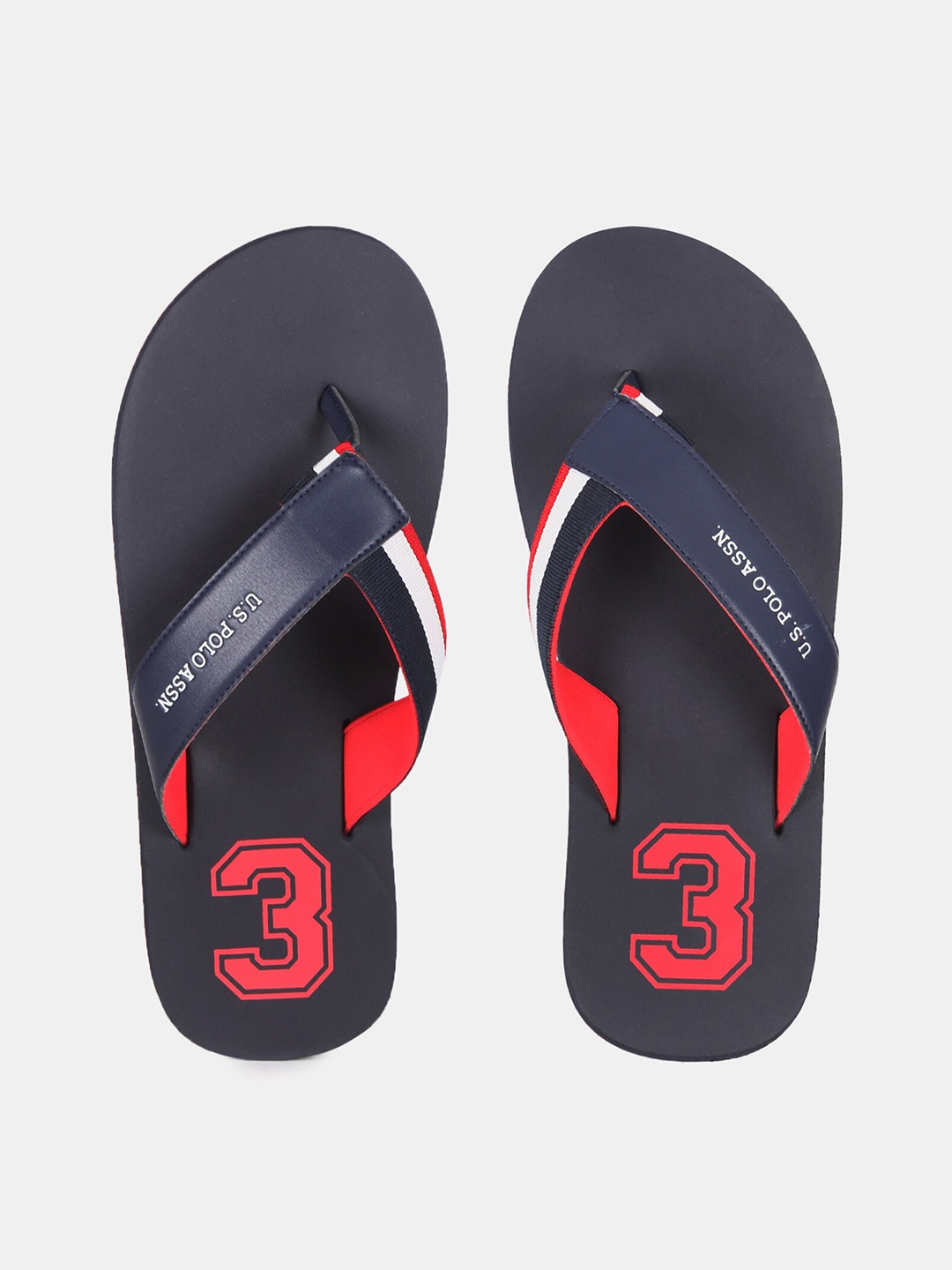 

U.S. Polo Assn. Men Navy Blue & Red Printed Thong Flip-Flops