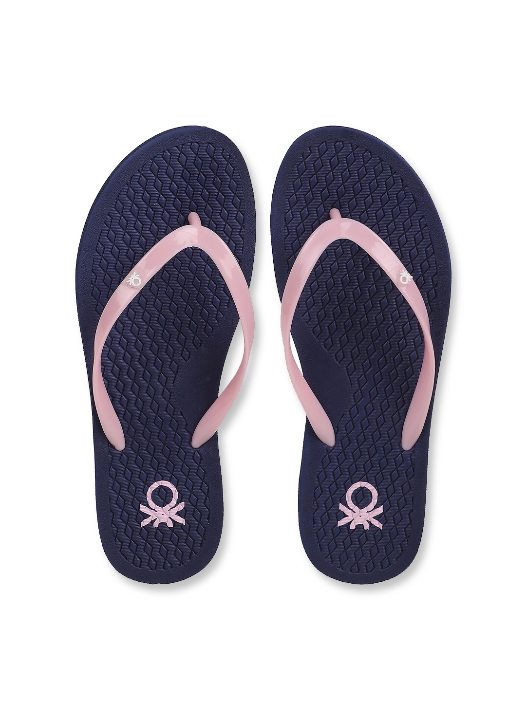 

United Colors of Benetton Women Pink & Navy Blue Rubber Thong Flip-Flops