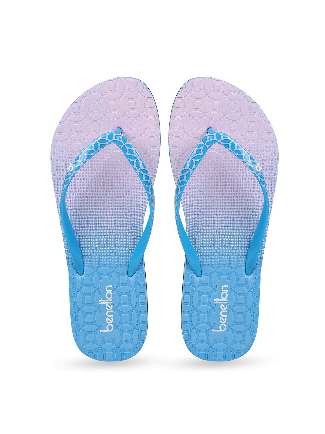 

United Colors of Benetton Women Blue & Pink Printed Rubber Thong Flip-Flops