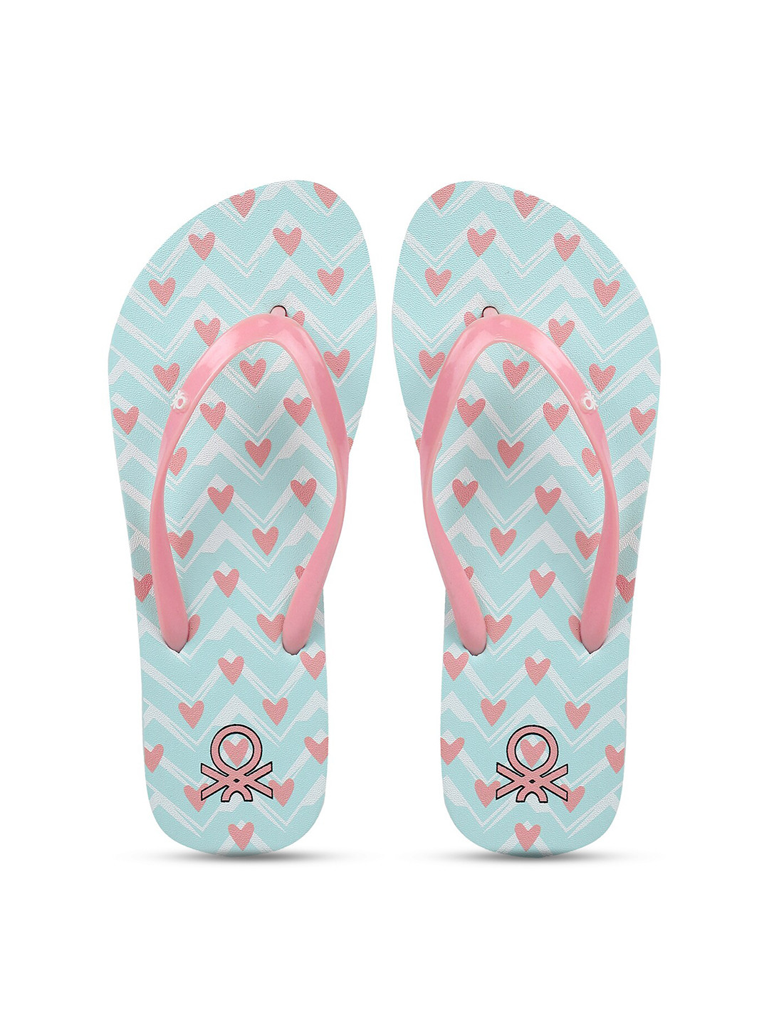 

United Colors of Benetton Women Blue & Pink Printed Rubber Thong Flip-Flops